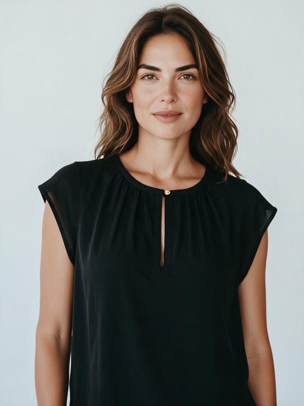LOFT Flutter Sleeve Top NWT | Small • Black • Keyhole Neck • Workwear